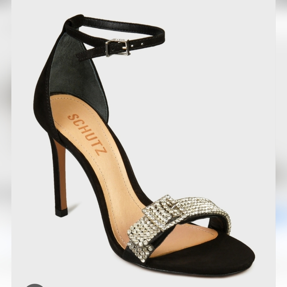 SCHUTZ Black Heels with Silver Embellishments
